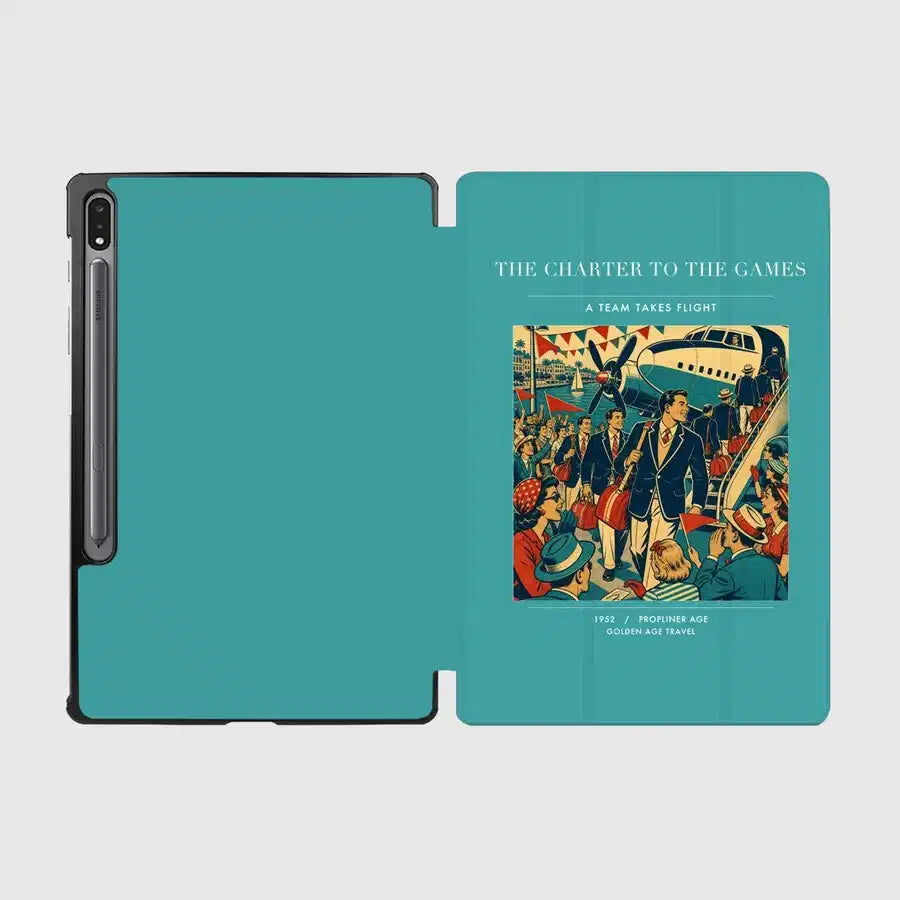 VINTAGE G4103 - The Charter To The Games - Designed iPad & Samsung Tablet Cases design on turquoise samsung