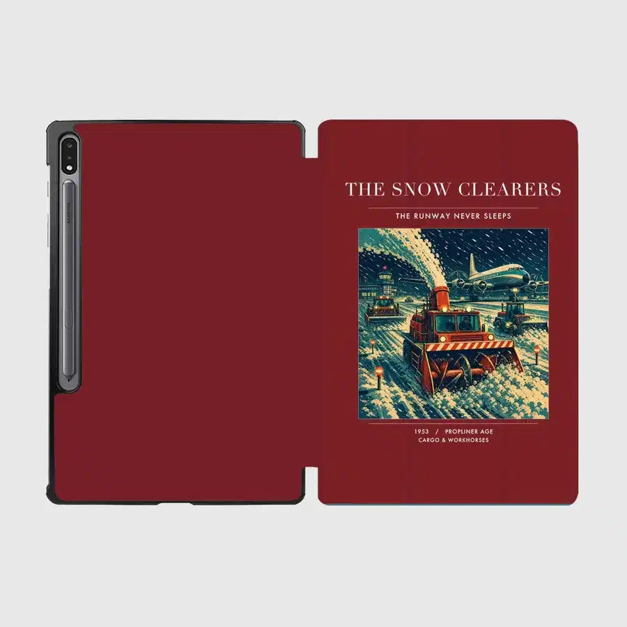 VINTAGE G4105 - The Snow Clearers - Designed iPad & Samsung Tablet Cases design on darkred samsung