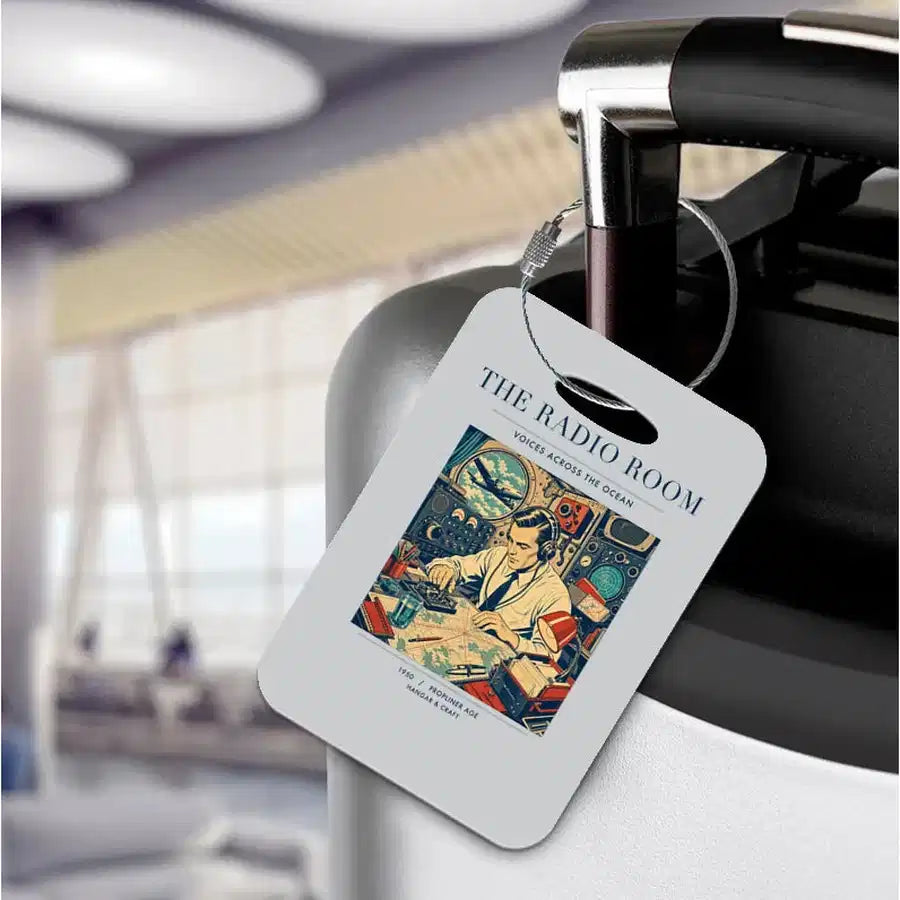 VINTAGE G4106 - The Radio Room - Acrylic Luggage Tags design on lightgray