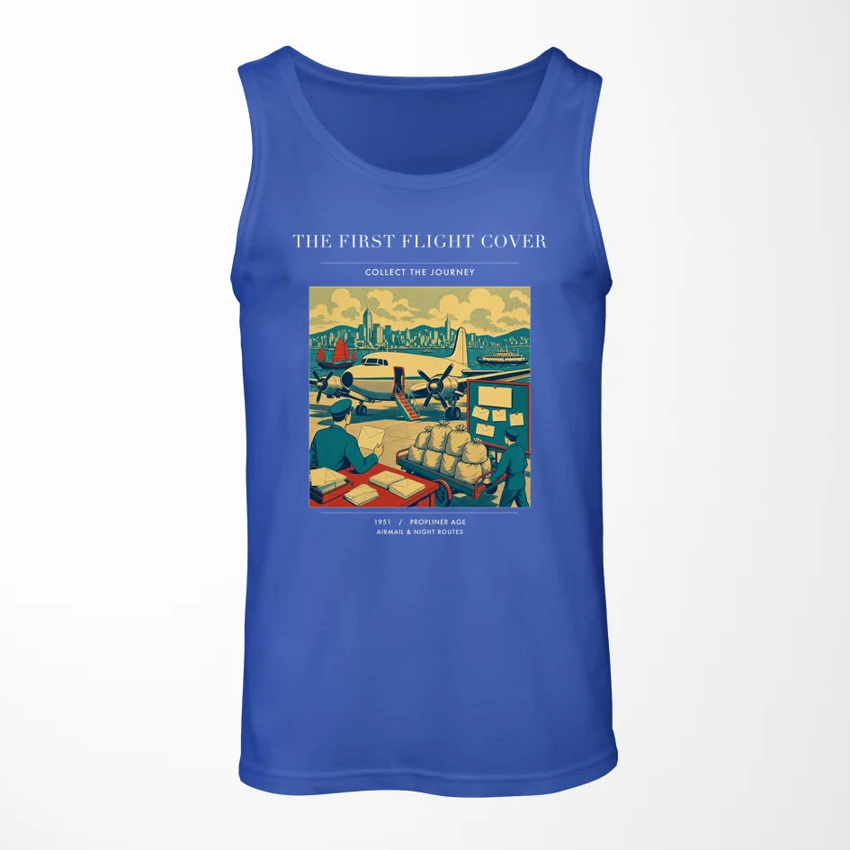 VINTAGE G4107 - The First Flight Cover - Designed Tank Tops design on blue