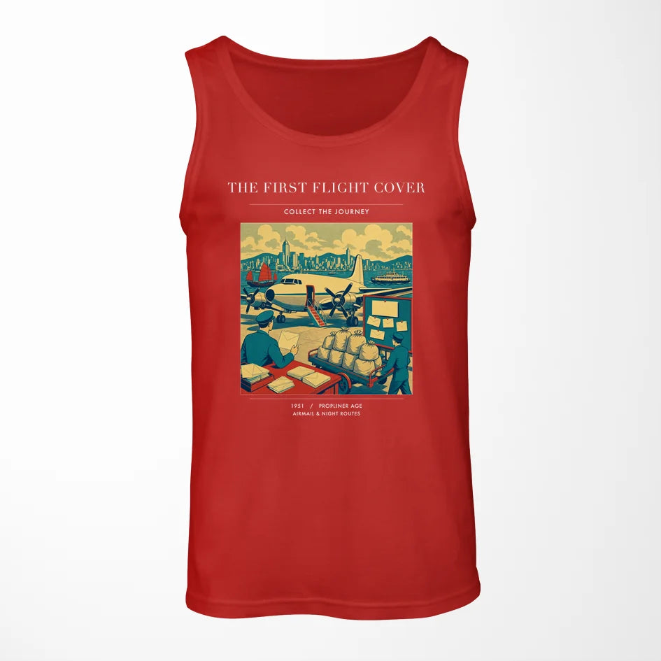 VINTAGE G4107 - The First Flight Cover - Designed Tank Tops design on red