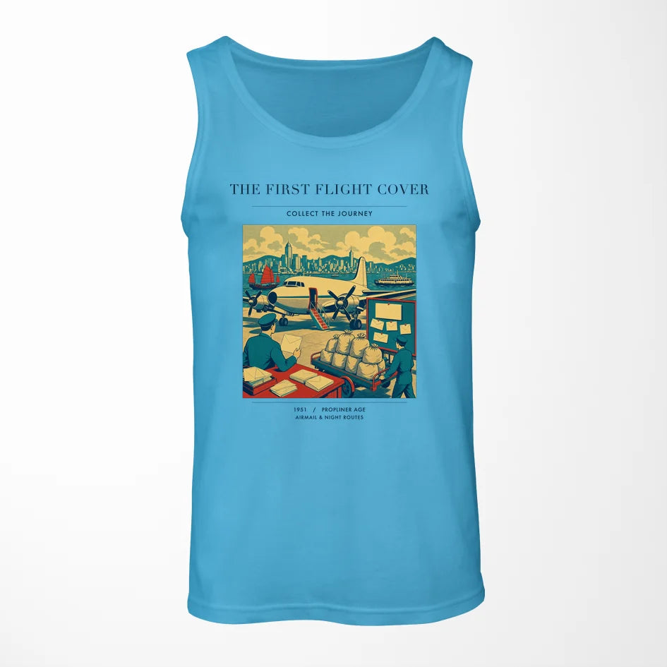 VINTAGE G4107 - The First Flight Cover - Designed Tank Tops design on skyblue
