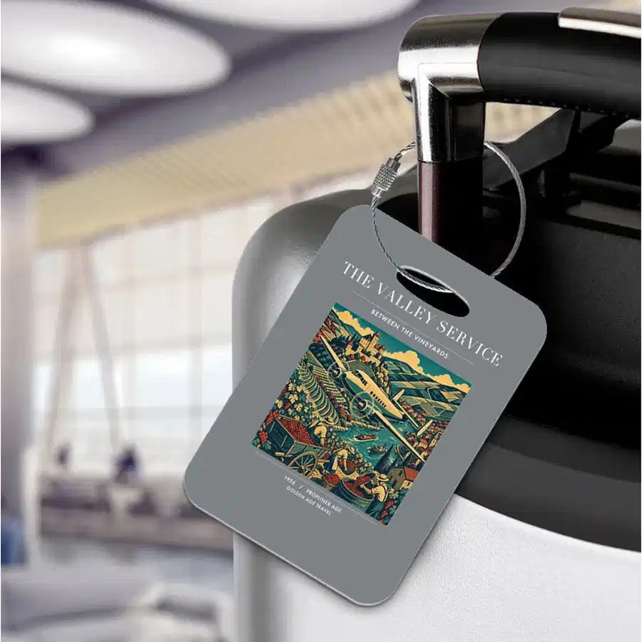 VINTAGE G4110 - The Valley Service - Acrylic Luggage Tags design on gray