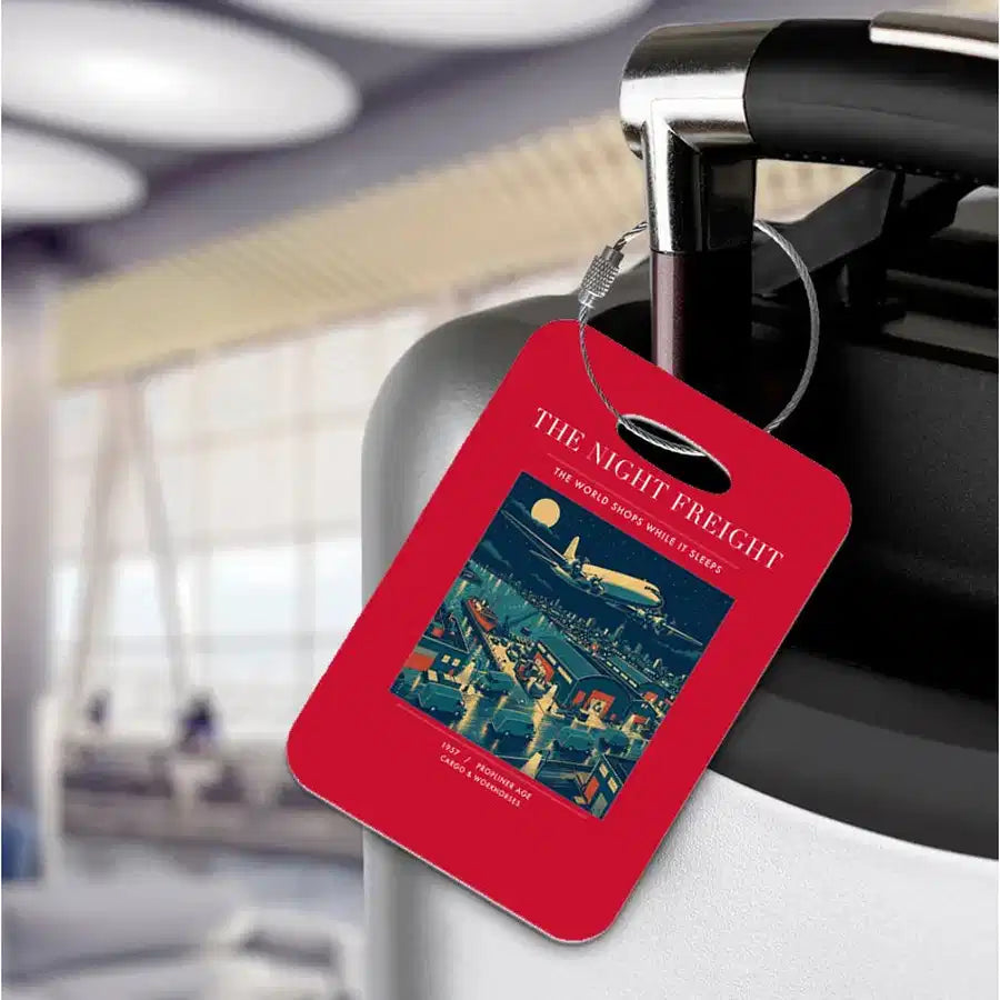 VINTAGE G4111 - The Night Freight - Acrylic Luggage Tags design on red