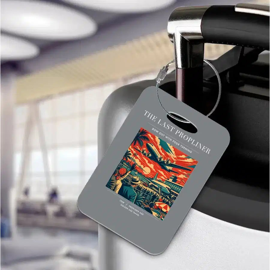 VINTAGE G4112 - The Last Propliner - Acrylic Luggage Tags design on gray