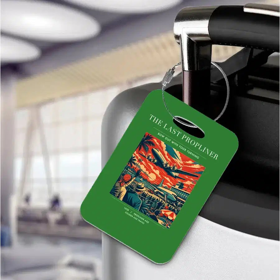 VINTAGE G4112 - The Last Propliner - Acrylic Luggage Tags design on green