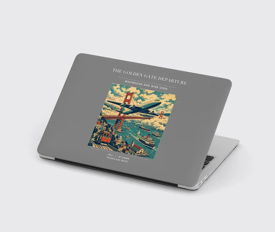 VINTAGE G4116 - The Golden Gate Departure - Designed MacBook Cases design on gray