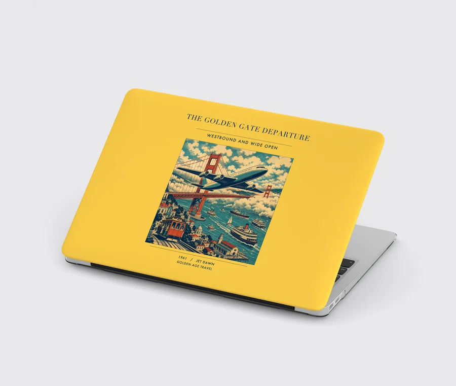 VINTAGE G4116 - The Golden Gate Departure - Designed MacBook Cases design on yellow