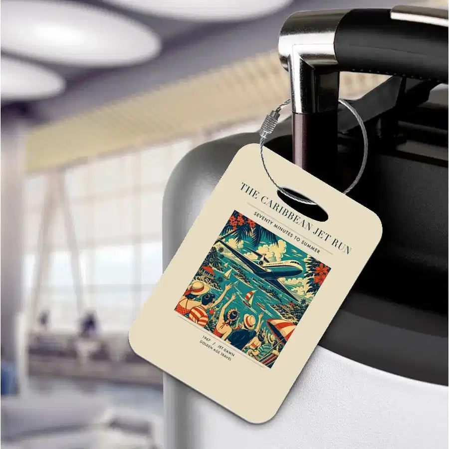 VINTAGE G4122 - The Caribbean Jet Run - Acrylic Luggage Tags design on beige