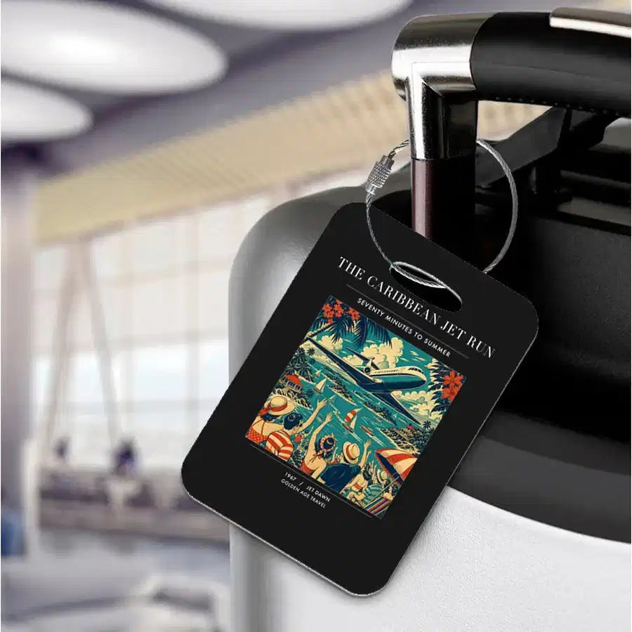 VINTAGE G4122 - The Caribbean Jet Run - Acrylic Luggage Tags design on black