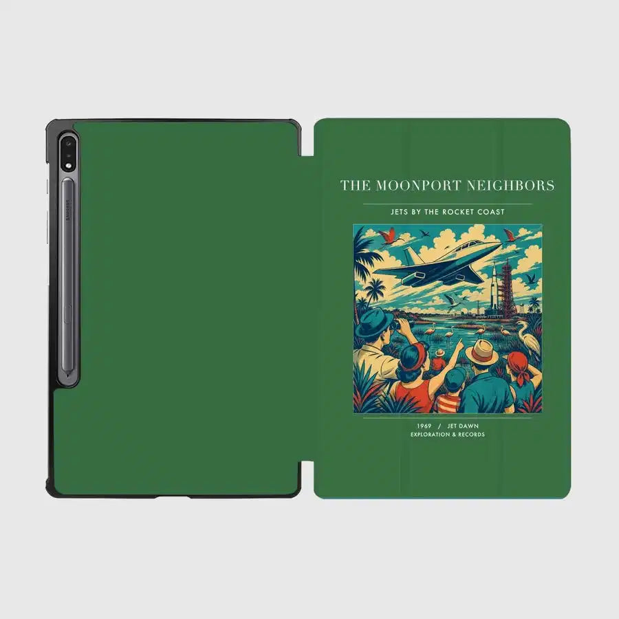 VINTAGE G4129 - The Moonport Neighbors - Designed iPad & Samsung Tablet Cases design on green samsung