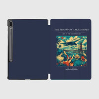 Thumbnail for VINTAGE G4129 - The Moonport Neighbors - Designed iPad & Samsung Tablet Cases design on navyblue samsung