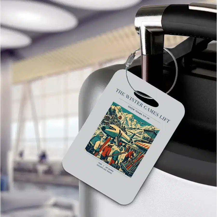 VINTAGE G4130 - The Winter Games Lift - Acrylic Luggage Tags design on lightgray