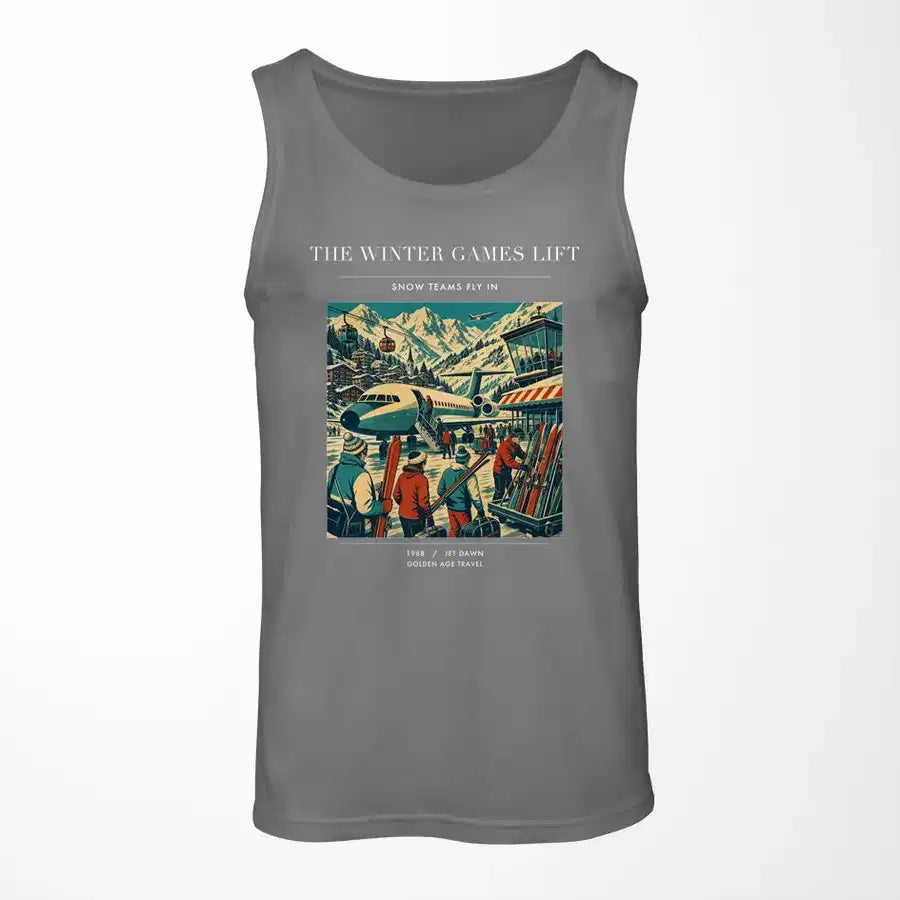 VINTAGE G4130 - The Winter Games Lift - Designed Tank Tops design on gray