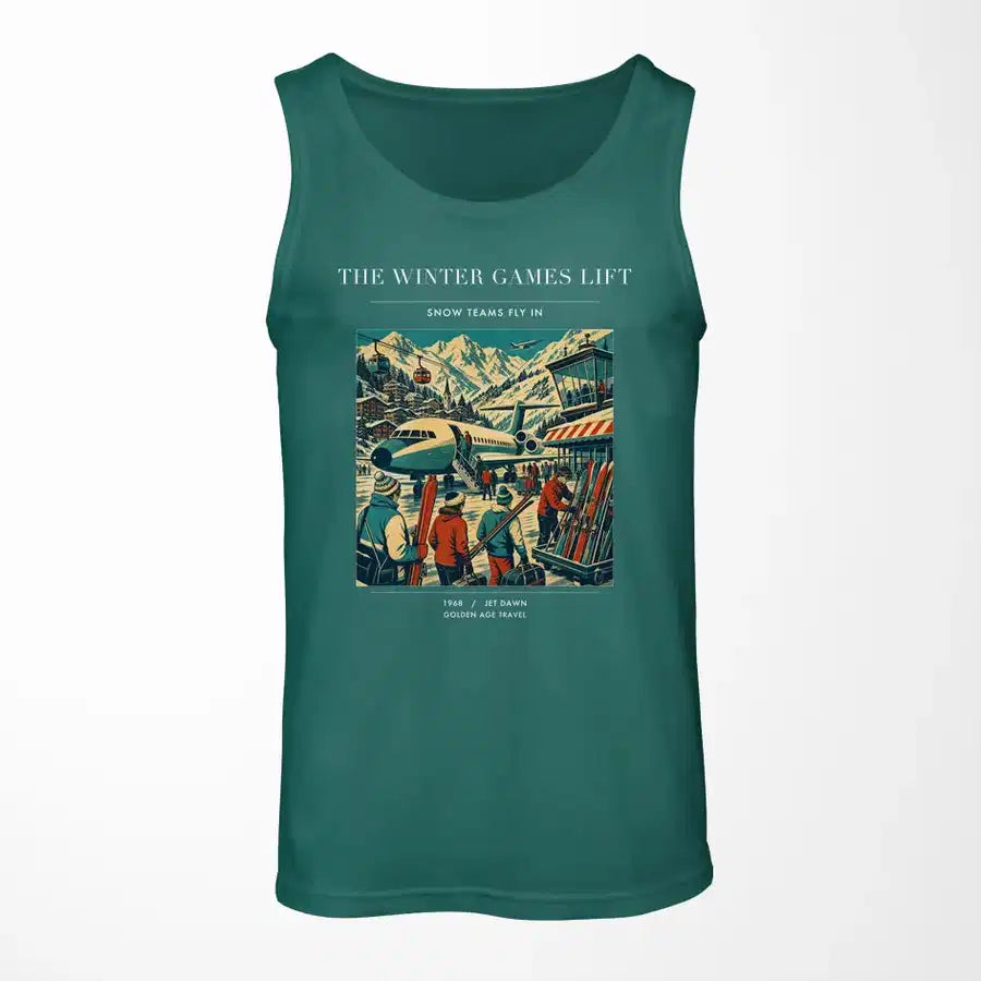 VINTAGE G4130 - The Winter Games Lift - Designed Tank Tops design on green