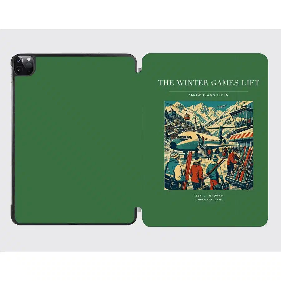 VINTAGE G4130 - The Winter Games Lift - Designed iPad & Samsung Tablet Cases design on green ipad