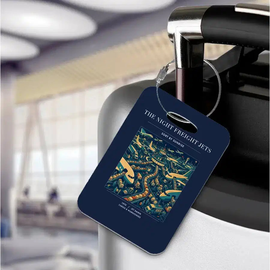 VINTAGE G4133 - The Night Freight Jets - Acrylic Luggage Tags design on navyblue