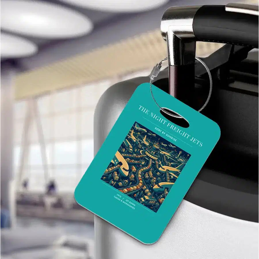 VINTAGE G4133 - The Night Freight Jets - Acrylic Luggage Tags design on turquoise