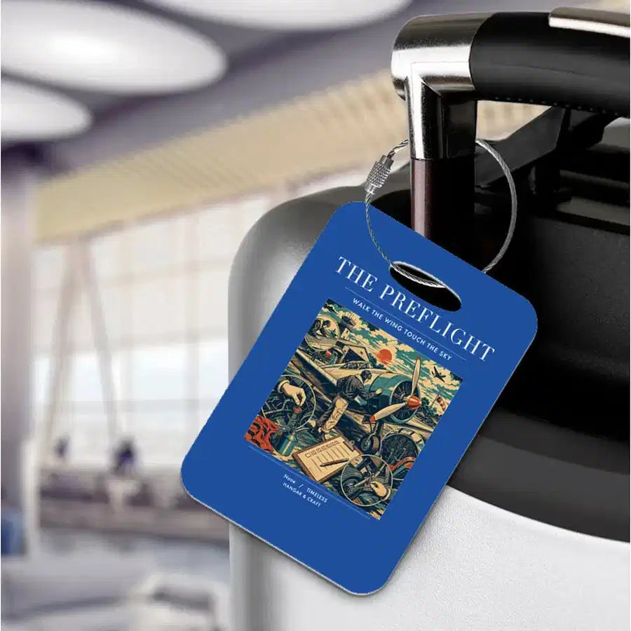 VINTAGE G4138 - The Preflight - Acrylic Luggage Tags design on blue