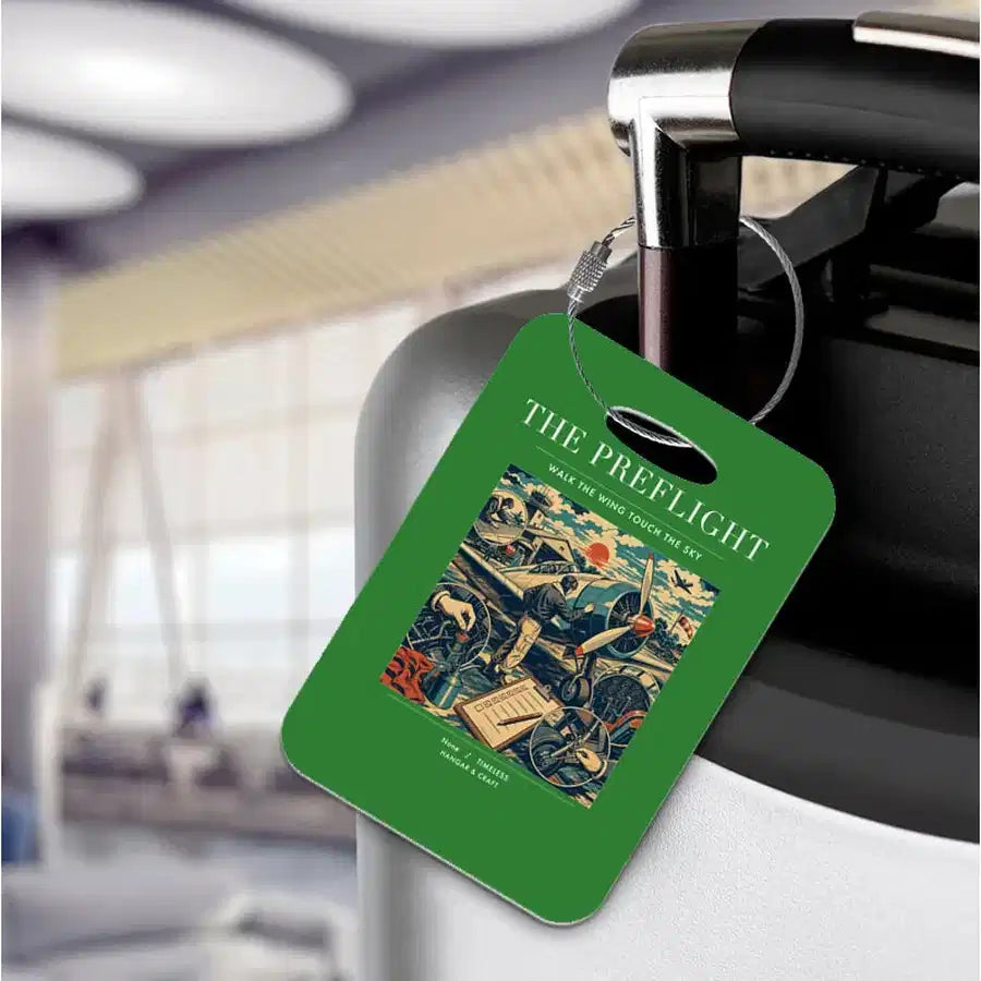 VINTAGE G4138 - The Preflight - Acrylic Luggage Tags design on green