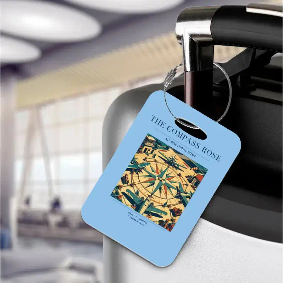 VINTAGE G4139 - The Compass Rose - Acrylic Luggage Tags design on lightblue