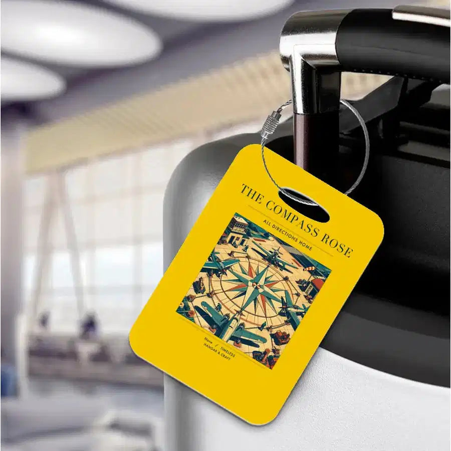 VINTAGE G4139 - The Compass Rose - Acrylic Luggage Tags design on yellow