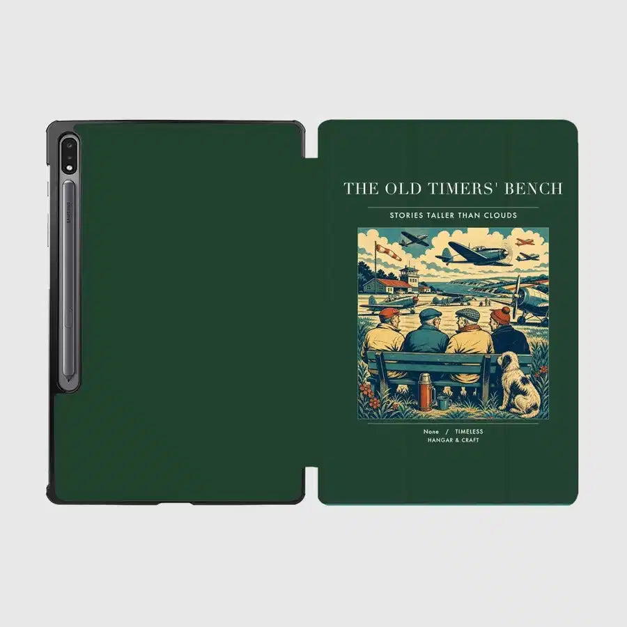 VINTAGE G4140 - The Old Timers' Bench - Designed iPad & Samsung Tablet Cases design on darkgreen samsung