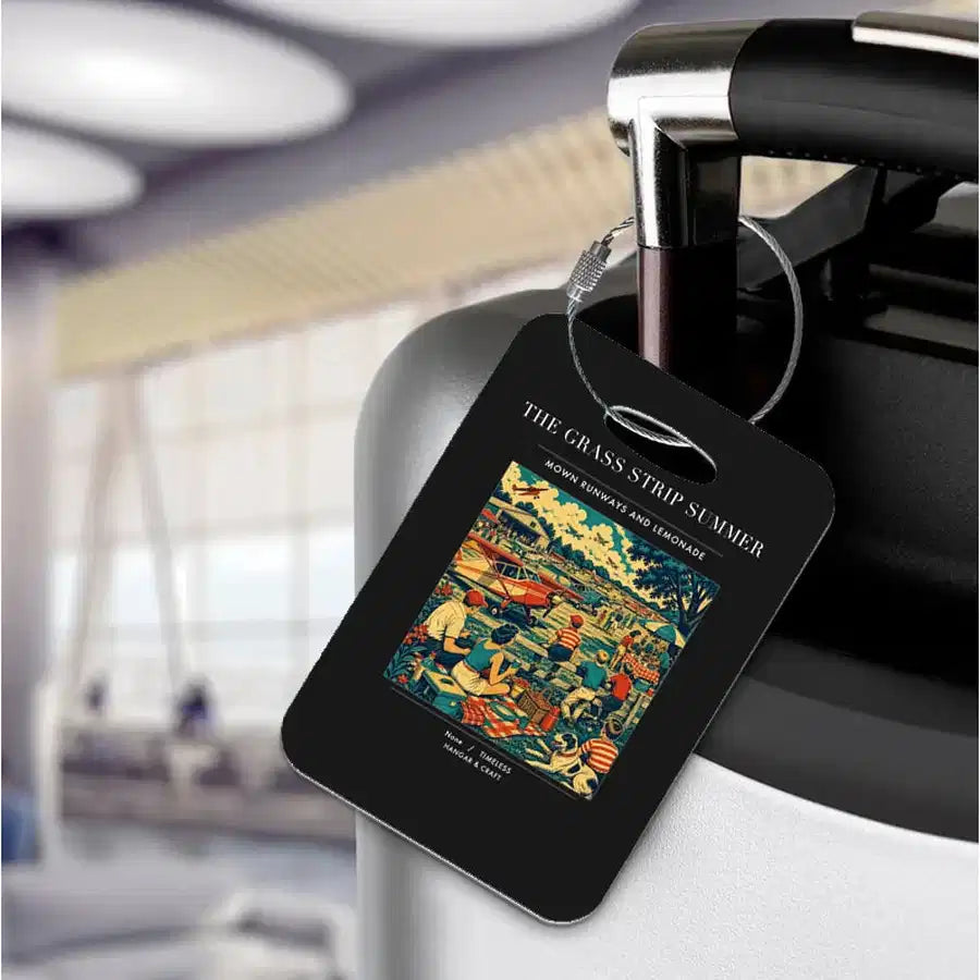 VINTAGE G4142 - The Grass Strip Summer - Acrylic Luggage Tags design on black
