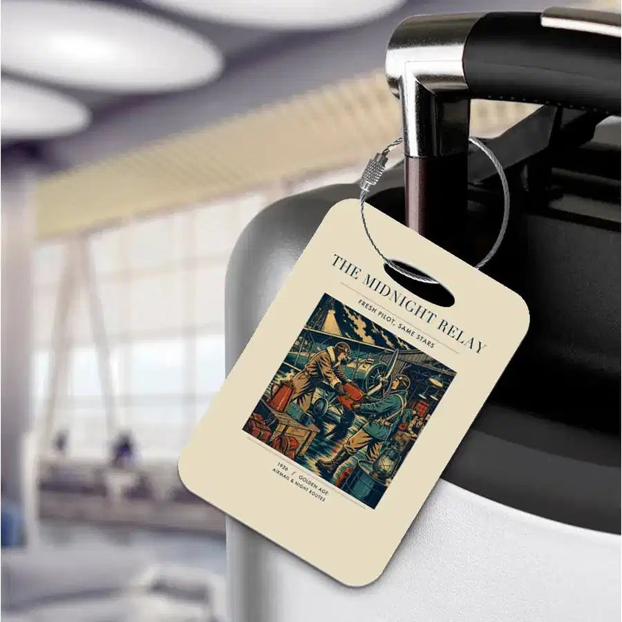 VINTAGE G4149 - The Midnight Relay - Acrylic Luggage Tags design on beige