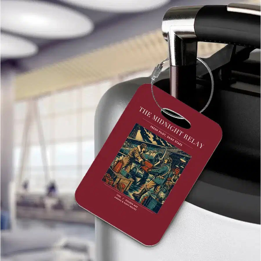 VINTAGE G4149 - The Midnight Relay - Acrylic Luggage Tags design on darkred