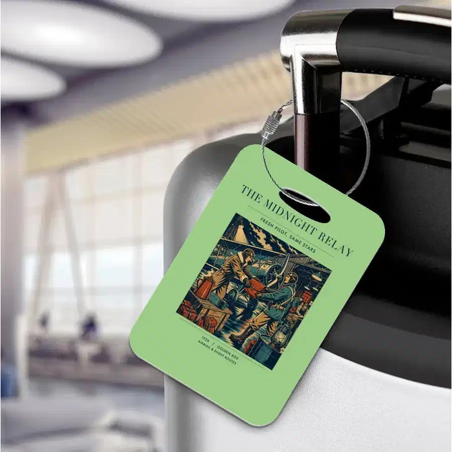 VINTAGE G4149 - The Midnight Relay - Acrylic Luggage Tags design on lightgreen