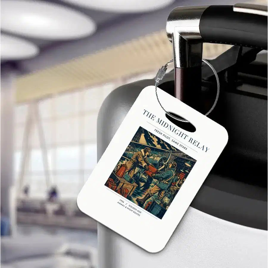 VINTAGE G4149 - The Midnight Relay - Acrylic Luggage Tags design on white