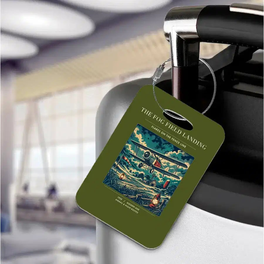VINTAGE G4150 - The Fog Field Landing - Acrylic Luggage Tags design on greenarmy