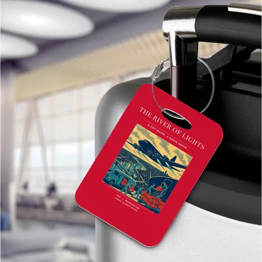 VINTAGE G4152 - The River Of Lights - Acrylic Luggage Tags design on red