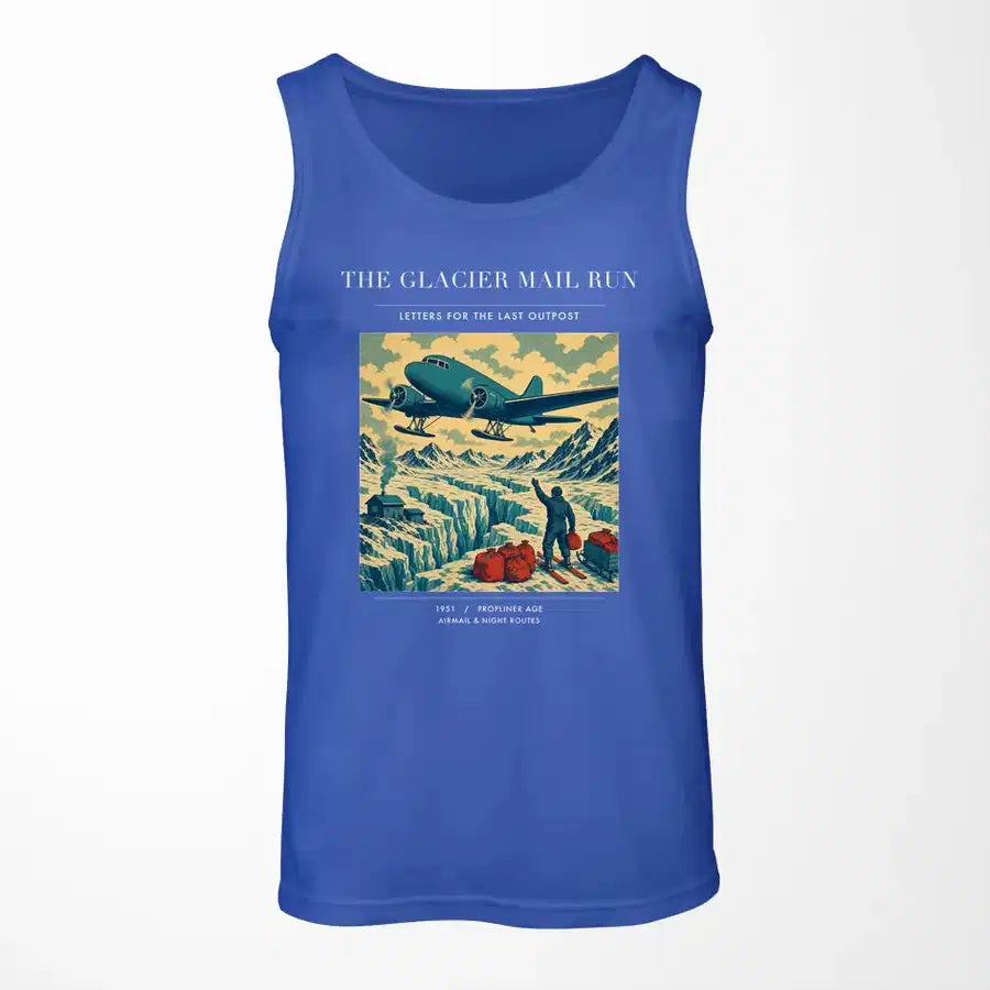 VINTAGE G4153 - The Glacier Mail Run - Designed Tank Tops design on blue