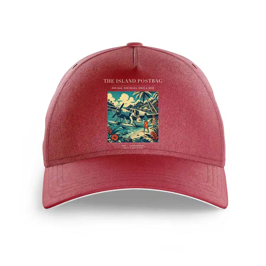 VINTAGE G4154 - The Island Postbag - Printed Hat design on darkred
