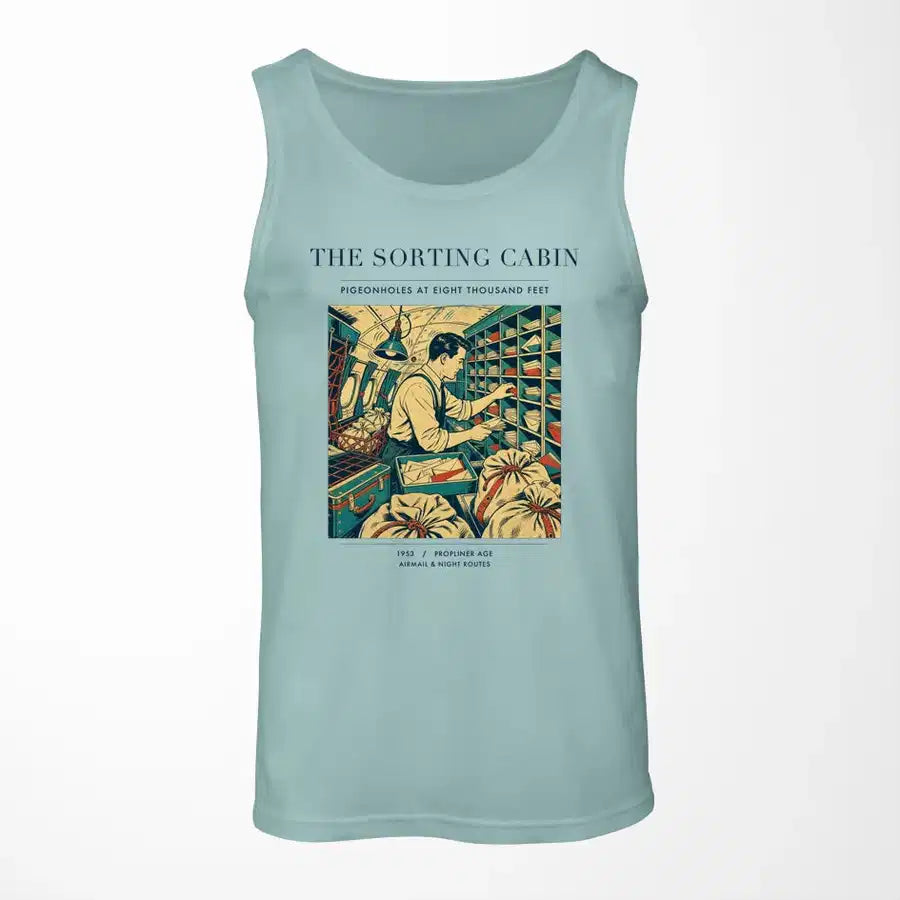 VINTAGE G4155 - The Sorting Cabin - Designed Tank Tops design on lightgreen