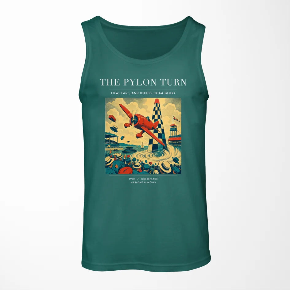 VINTAGE G4156 - The Pylon Turn - Designed Tank Tops design on green