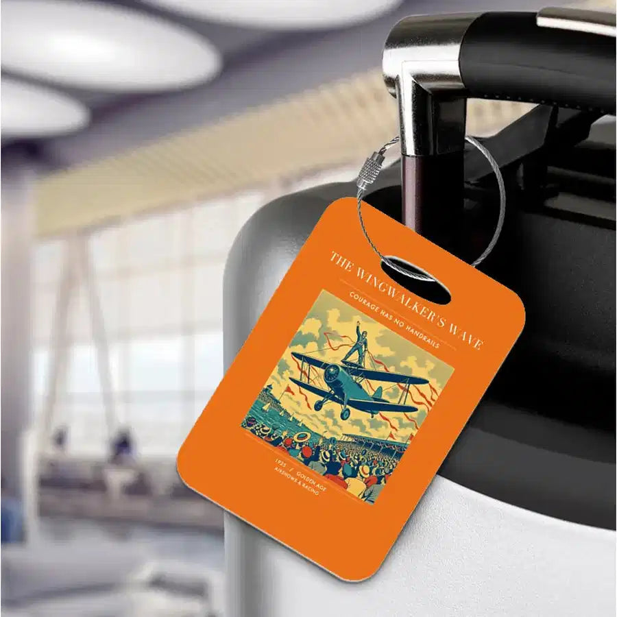 VINTAGE G4157 - The Wingwalker's Wave - Acrylic Luggage Tags design on orange