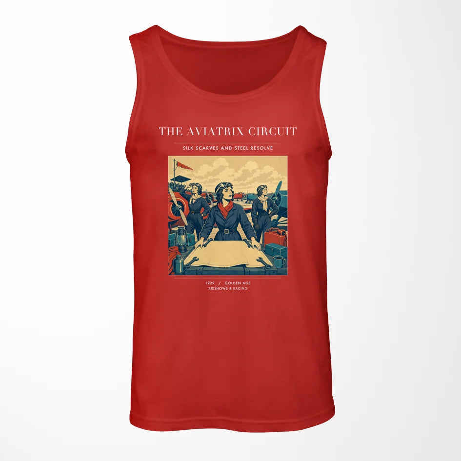 VINTAGE G4164 - The Aviatrix Circuit - Designed Tank Tops design on red