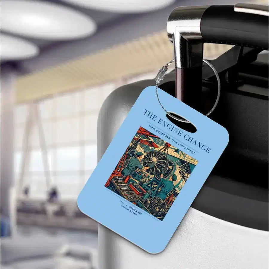 VINTAGE G4167 - The Engine Change - Acrylic Luggage Tags design on lightblue