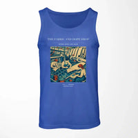 Thumbnail for VINTAGE G4168 - The Fabric And Dope Shop - Designed Tank Tops design on blue