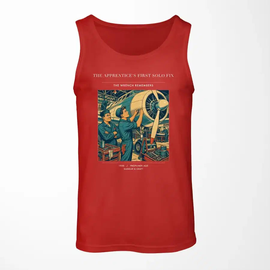 VINTAGE G4173 - The Apprentice's First Solo Fix - Designed Tank Tops design on red