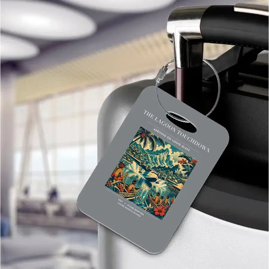 VINTAGE G4181 - The Lagoon Touchdown - Acrylic Luggage Tags design on gray