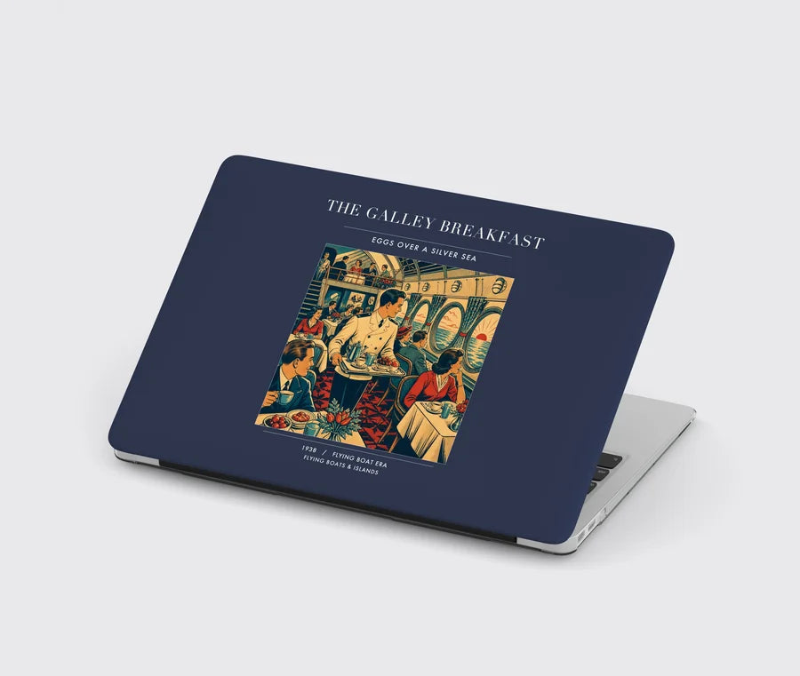 VINTAGE G4184 - The Galley Breakfast - Designed MacBook Cases design on navyblue