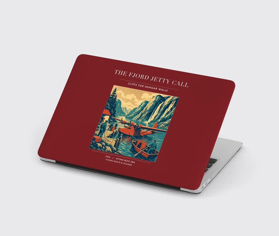 VINTAGE G4185 - The Fjord Jetty Call - Designed MacBook Cases design on darkred