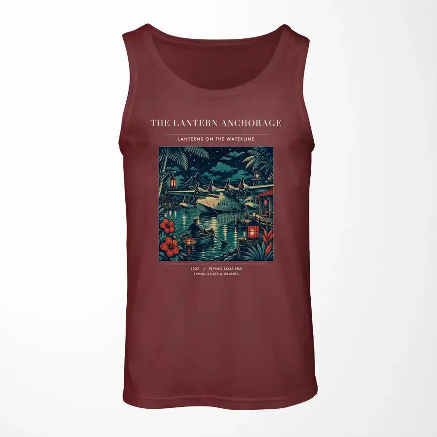 VINTAGE G4187 - The Lantern Anchorage - Designed Tank Tops design on darkred