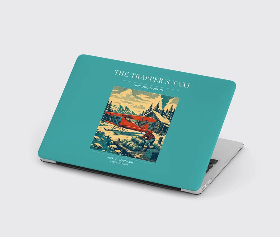 VINTAGE G4192 - The Trapper's Taxi - Designed MacBook Cases design on turquoise