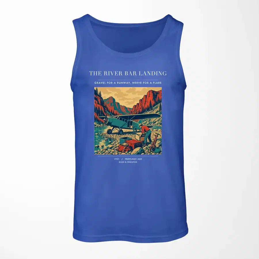 VINTAGE G4193 - The River Bar Landing - Designed Tank Tops design on blue