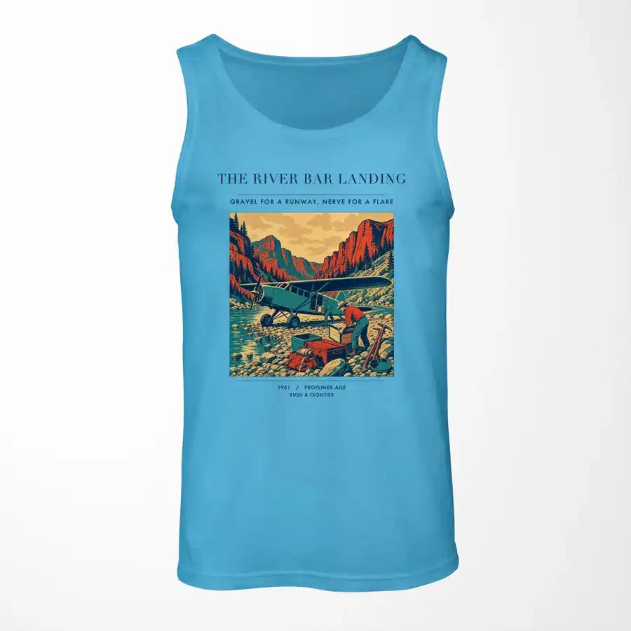 VINTAGE G4193 - The River Bar Landing - Designed Tank Tops design on skyblue